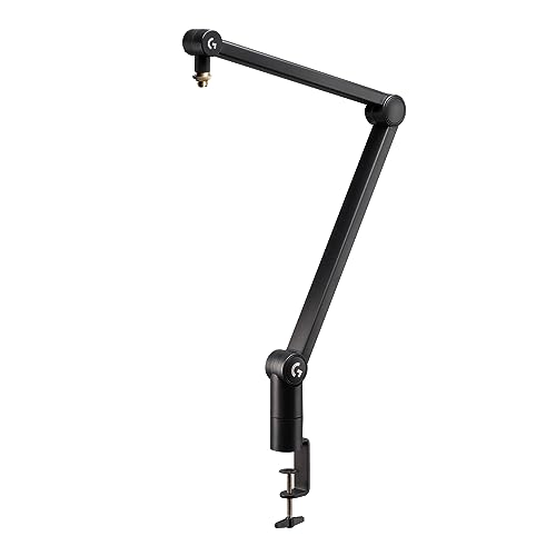 Logitech G Compass Premium Broadcast Boom Arm for Microphone, Internal Springs, Desktop Clamp and Built-in Cable Management, For Recording, Gaming, Streaming - Black - Black