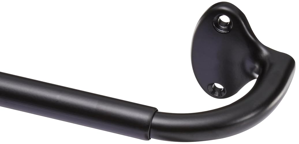 Amazon Basics Adjustable Room Darkening Blackout Curtain Rod - 28" to 48", Black - Black - 28" to 48" - Single Rod
