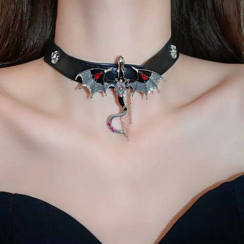 Baby Dragon Collar - Simple Black Pleather