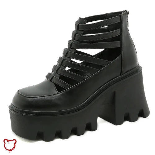 Gothic Black Platform Shoes - black / 37