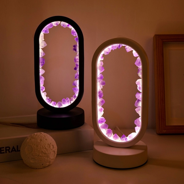 1pc Natural Amethyst/Fluorite bedroom night light Lamp Crystal Lamp Home Decor Energy Crystal Healing Crysta Halloween Gift