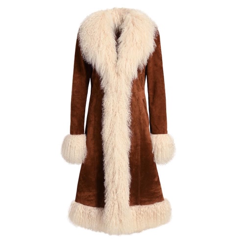 Billy Coat Brown with Lamb Fur - M