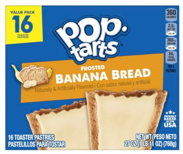 Pop-Tarts Frosted Banana Bread Breakfast Toaster Pastries, 27 oz, 16 Count