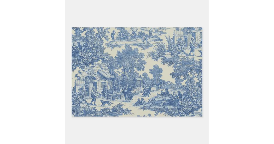 Toile de Jouy  Fabric Wrapping Paper Sheets | Zazzle