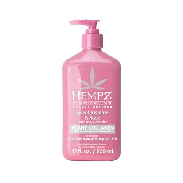 Hempz Sweet Jasmine & Rose Herbal Body Moisturizer for Women, 17 Fl. oz. - Moisturizing Lotion with 100% Pure Hemp Seed Oil, Collagen, Shea Butter - Hydrating Vegan Lotion for Dry Skin