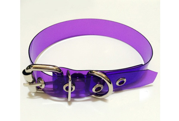 'Venom' Black / Purple transparent PVC choker - Purple