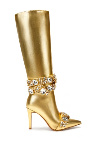 ALONZA-GOLD STILETTO BOOT | GOLD / 7.5 / STILETTO
