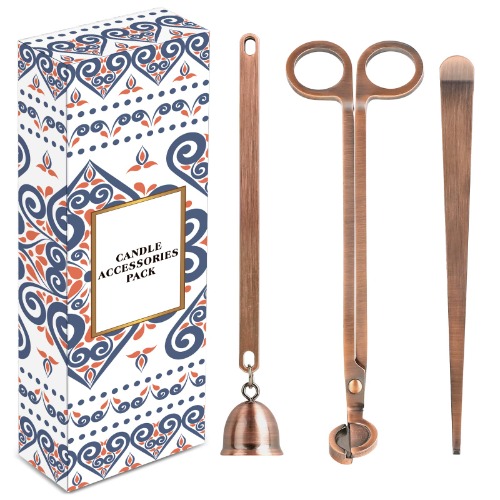 RONXS 3 in 1 Candle Accessory Set, Candle Wick Trimmer Candle Cutter, Candle Snuffer, Candle Wick Dipper with Gift Package for Candle Lover (Copper) - Copper