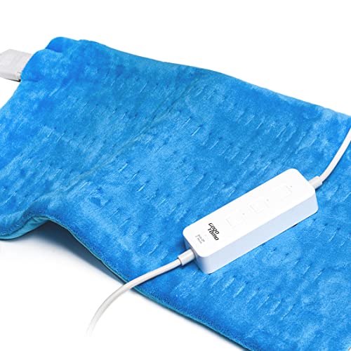 Heating Pad Electric Fast-Heating for Back/Waist/Abdomen/Shoulder/Neck Pain and Cramps Relief - Moist and Dry Heat Therapy with Auto-Off 12"x24" Hot Heated Pad by GOQOTOMO-HF-B(Blue) - Blue