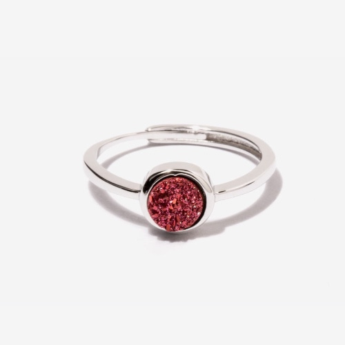 Cove Fuchsia Druzy Silver Ring