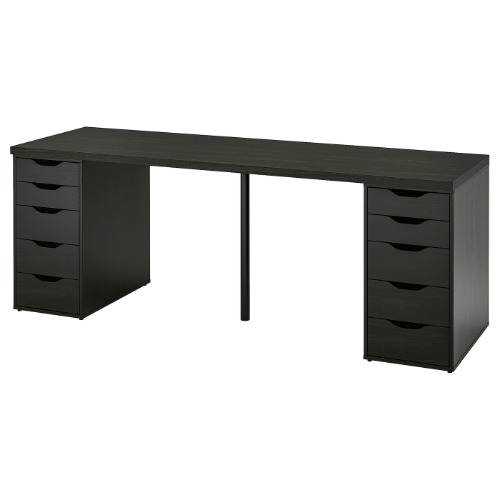 LAGKAPTEN / ALEX Desk, black-brown/black, 200x60 cm (783/4x235/8") - IKEA