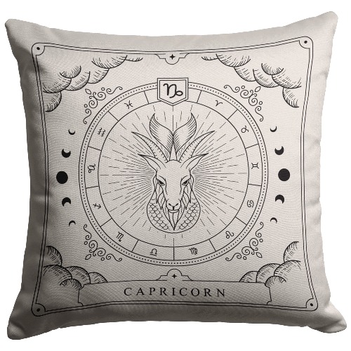 "Zodiac Series - Capricorn" Reversible Throw Pillow - 16x16 / Stuffed & Sewn