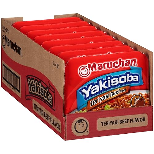 Maruchan Yakisoba Teriyaki Beef, Japanese Instant Ramen Noodles, 4.04 Oz, 8 Count - Teriyaki Beef - 32 Ounce (Pack of 1)