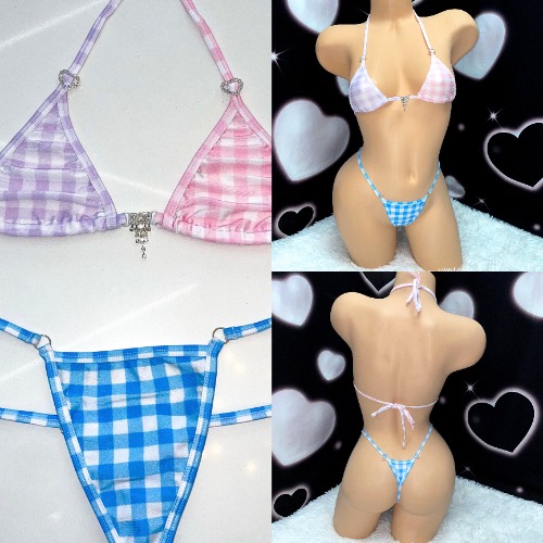 Mix and match gingham sparkle microkini | Small/medium