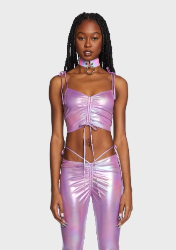 Lavender Siren Calling Metallic Crop Tank | X-Small