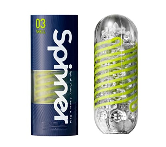 Tenga Spinner 03 Shell Masturbator - Reusable mens sex toy with internal coil mechanism and ridges - One size in white - 03SHELL