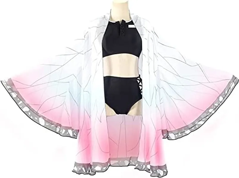 Womens Demon Slayer Shinobu Kocho Cosplay Costume Kimetsu no Yaiba Bikini Beach Swimsuit Anime Summer Suit Set