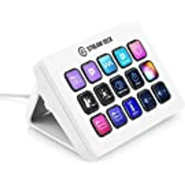 Elgato Stream Deck MK.2 White – Studio Controller, 15 macro keys, trigger actions in apps and software like OBS, Twitch, ​YouTube and more, works with Mac and PC
