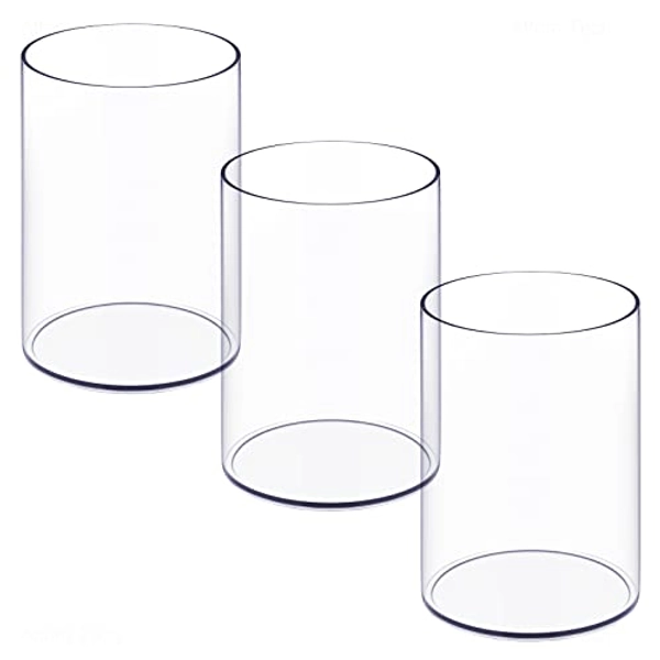 NiOffice Stylish Clear Acrylic Desk Organizer Pen and Pencil Holders Set of 3, Round Makeup Brush Storage Perfect for Home, School and Office Supplies
