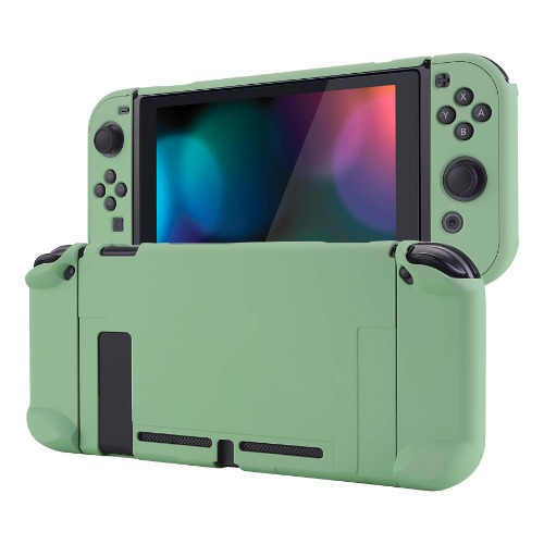 eXtremeRate PlayVital Back Cover for Nintendo Switch Console, NS Joycon Handheld Controller Separable Protector Hard Shell, Customized Dockable Protective Case for Nintendo Switch - Matcha Green - Matcha Green