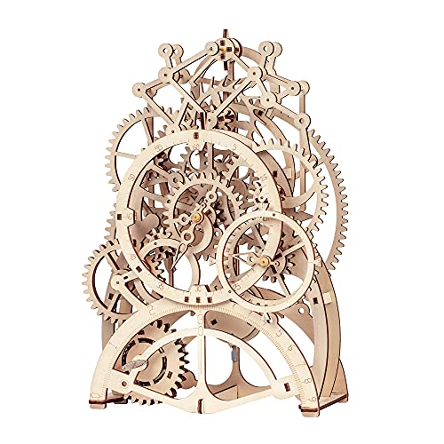 Robotime 3D Holzpuzzle Uhr Mechanische - Modellbau Bastelset Technik bausatz Fuer Erwachsene- Mechanische Holzmodell Spielzeug Vatertag Weihnachtsgeburtstagsgeschenk für Kinder Alter 14 - Pendulum Clock