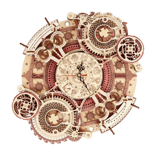 ROBOTIME Wanduhr 3D Holz Puzzle Erwachsene Modellbausätze Holzset Mechanische Baukästen Holzpuzzle Spiel Kinder