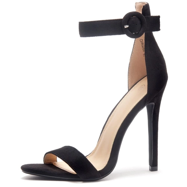 Herstyle Charming Women’s Open Toe Ankle Strap Stiletto Heel Dress Sandals Elegant Wedding Party Shoes - 9 Black