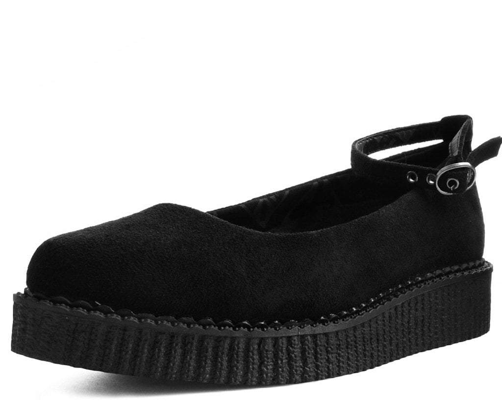 Black Pointed Ballet Ankle Strap Creeper | US: Women 10 / Black / Polyurethane