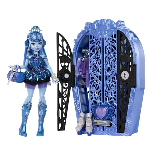 Monster High Skulltimate Secrets Puppen- und Accessoire-Set, Monster Mysteries Abbey Bominable mit Kleiderschrank und mehr als 19 Überraschungen inklusive Kleidung, HXH87