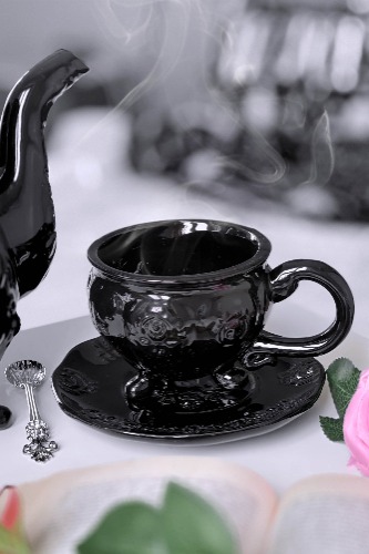 Daemon Teacup & Saucer - One Size / Black / 100% Ceramic