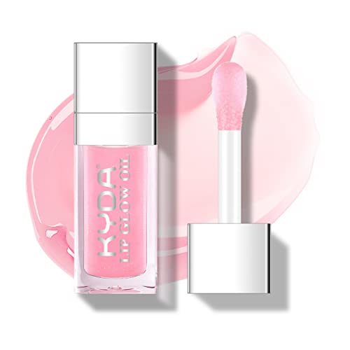KYDA Hydrating Lip Glow Oil, Moisturizing Lip Oil Glossy Transparent Plumping Lip Gloss, Tinted Lip Oil for Lip Care and Dry Lips, by Ownest Beauty-Natural Pink - #002 Natural Pink