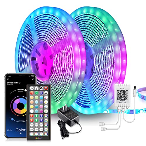 Nexillumi 132ft LED Lights for Bedroom Music Sync Color Changing RGB LED Strip Rope Lights 44-Key Remote, 5050 RGB LED Light Strips(APP+Remote+Mic) - 132ft Feet
