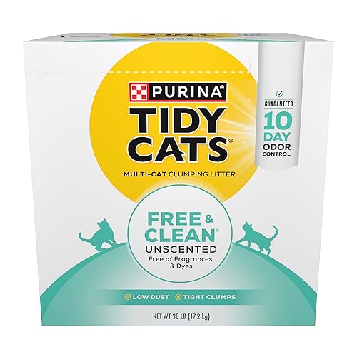 Purina Tidy Cats Clumping Cat Litter, Free & Clean Unscented Multi Cat Litter - 38 lb. Box - 38lb Box (Pack of 1)