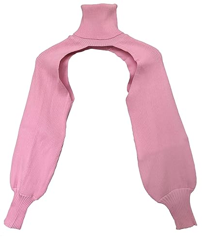 xxxiticat Women's Turtleneck Shrug Sweater Long Sleeve High Neck Cutout Knitted Arm Warmer Cropped Sweaters - One Size - Pink