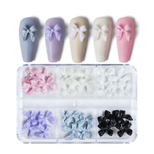 Colorful Bow-Knot Nail Charms 30 Pcs, 3D Cute Resin Bow-Knot Nail Art Charms with Mixed Colorful Designs Nail Accessories Resin Charms for Acrylic Nails DIY Nail Rhinestones - A1-Colorful Bow
