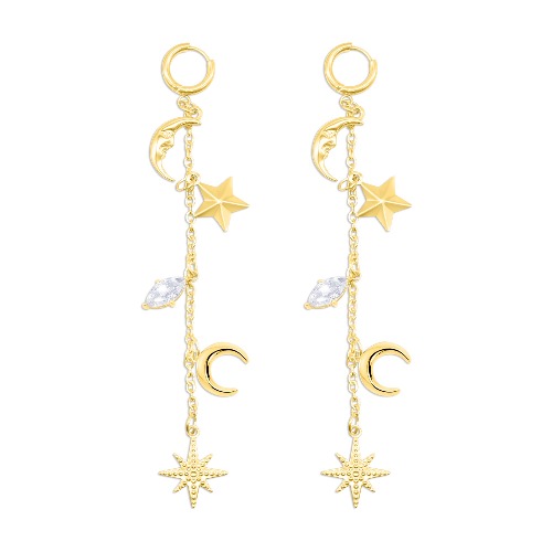 MYSTICUM LUNA | Gold Cassiopeia Star and Moon Earrings | Default Title