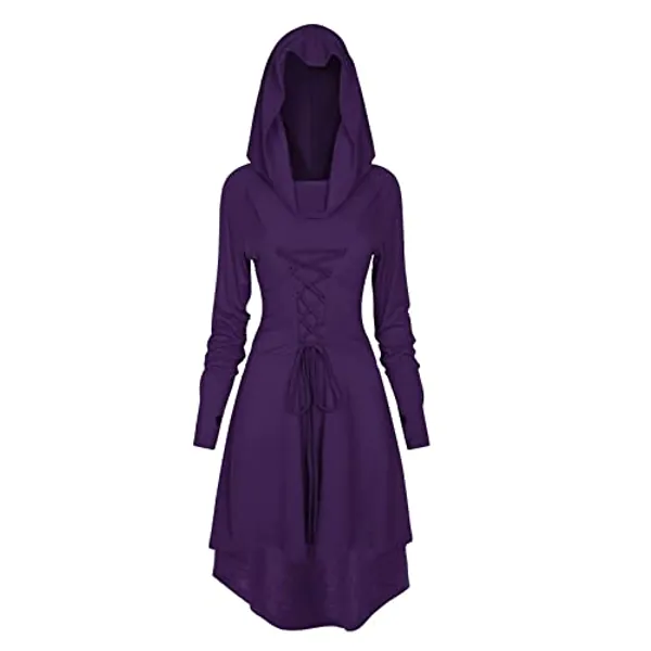 TSIRNK Halloween Costume for Women,Gothic Dress Medieval Dress Renaissance Dress Hoodie for Halloween Carnival