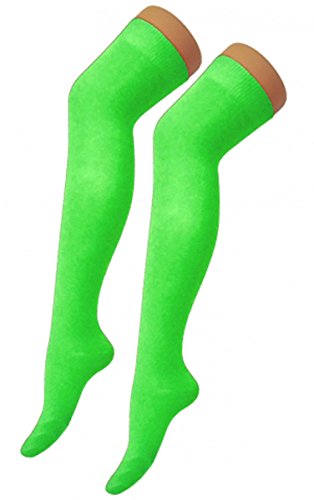 AMAZON | labreeze Over The Knee Thigh High Ladies Plain Cotton Lycra Socks Ladies Girls Fancy Dress Accessory - 4-6 - Green