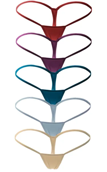 ETAOLINE Women's Low Rise Micro Back G-string Thong Panty Underwear - Small 5 Pack - Multicoloured