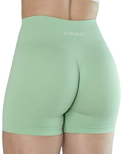 AUROLA Dream Collection Workout Shorts for Women Scrunch Seamless Soft High Waist Gym Shorts - Dream - Medium - Pastel Green