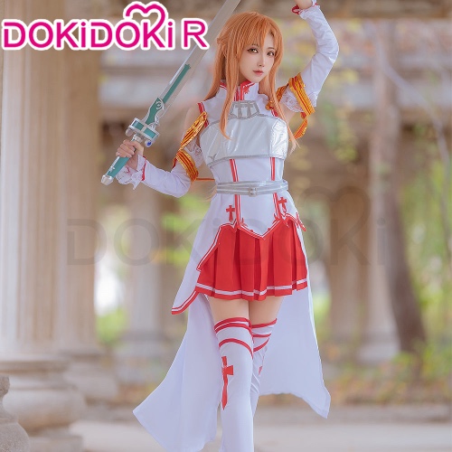【In Stock】DokiDoki-R Anime Sword Art Online Yuuki Asuna Cosplay SAO Costume / Shoes | M