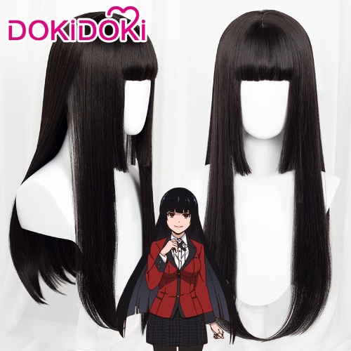 【Ready For Ship】DokiDoki Anime Cosplay Wig Kakegurui Jabami Yumeko Wig Women Long Straight Black Hair Halloween | Yumeko