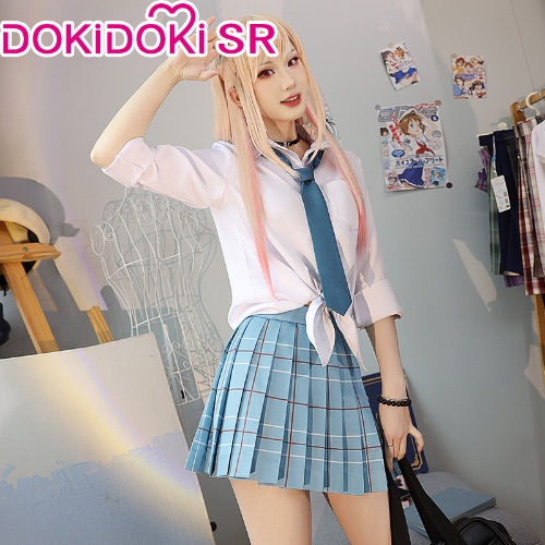 【Ready For Ship】DokiDoki-SR Anime My Dress Up Darling Cosplay Kitagawa Marin Cosplay Costume School Uniform | S