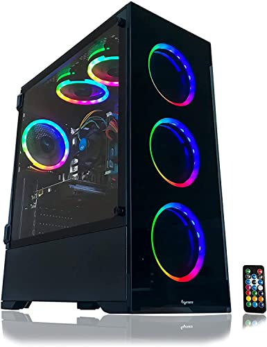 Alarco Gaming PC Desktop Computer White Intel i5 3.10GHz,16GB Ram,512GB SSD,Windows 10 pro,WiFi Ready,Video Card GTX 650 1GB, 6 RGB Fans with Remote (i5_650_16_SSD)