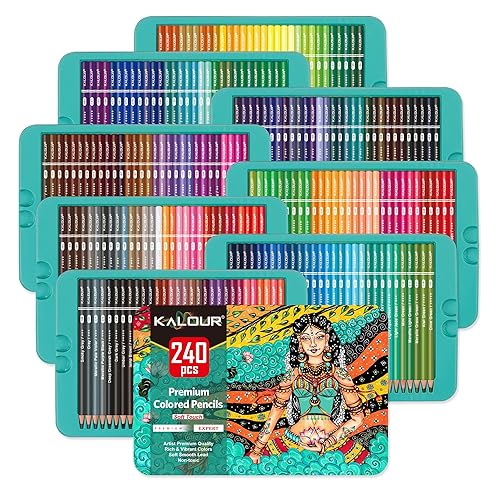 KALOUR Professional Colored Pencils,Set of 240 Colors,Artists Soft Core with Vibrant Color,Ideal for Drawing Sketching Shading,Coloring Pencils for Adults Artists Beginners - 1 count (Pack of 240)