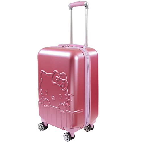 FUL Hello Kitty 21 Inch Carry On Luggage, Molded Hardshell Rolling Suitcase with Spinner Wheels, Pink - 21 Inch - Pink