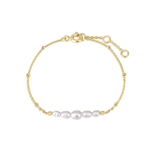 MICRO CLUSTERED PEARL & BEAD BRACELET - 14k Gold Plated Sterling Silver