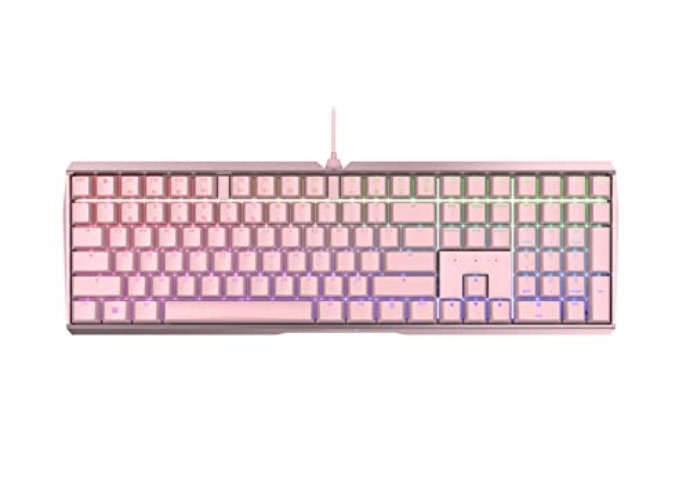 Cherry MX 3.0 S Wired Mechanical Gaming Keyboard. Aluminum Housing Built for Gamers w/MX Blue Switches. RGB Backlit Color Display Over 16m Colors. Pink - Pink w/MX Blue