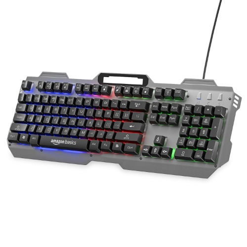 Amazon Basics USB Gaming Keyboard with Multicolour LED Effect | 12 Multimedia Keys |4 LED Modes - Membrane Keyboard - Backlit LED ₹699.00