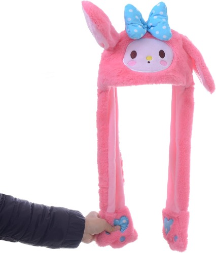 Funkrave LED Glowing Plush Ear Moving Jumping Hats Funny Bunny Hat Cap for Women Girls Cosplay Party, Free Size - Kitty, Pink